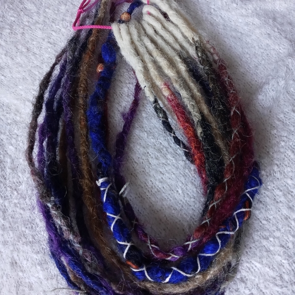 Platinum blonde rainbow ombre dreadlock extensions - Picture 8 of 9